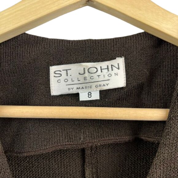Vintage St. John Women's Santana Knit Brown Wool Evening Jacket Size Medium / 8 - Picture 5 of 7